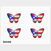 Sticker Rectangulaire Drapeau papillon Porto Rico (Feuille)