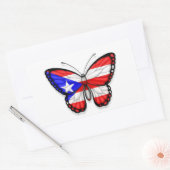 Sticker Rectangulaire Drapeau papillon Porto Rico (Enveloppe)