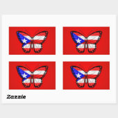 Sticker Rectangulaire Drapeau papillon Porto Rico en rouge (Feuille)