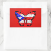 Sticker Rectangulaire Drapeau papillon Porto Rico en rouge (Sac)