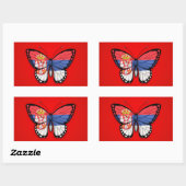 Sticker Rectangulaire Drapeau papillon serbe sur rouge (Feuille)