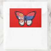 Sticker Rectangulaire Drapeau papillon serbe sur rouge (Sac)