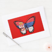 Sticker Rectangulaire Drapeau papillon serbe sur rouge (Enveloppe)