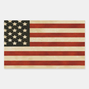 Sticker Rectangulaire Drapeau patriotique américain rustique et fier