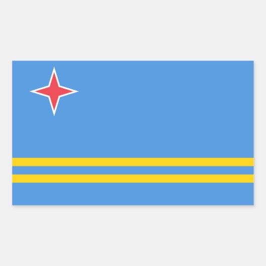 Sticker Rectangulaire Drapeau patriotique d'Aruba (Devant)