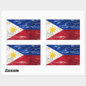 Sticker Rectangulaire Drapeau philippin soufflé et porté (Feuille)