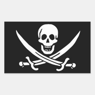 Sticker Rectangulaire Drapeau Pirate Jolly Roger