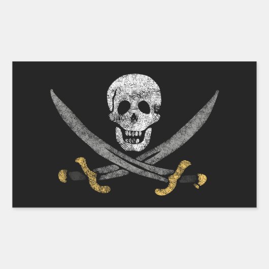 Sticker Rectangulaire Drapeau pirate Jolly roger du capitaine Jack Rackh (Devant)