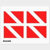 Sticker Rectangulaire Drapeau Plongée Plongée Plongée Plongée Diver Down (Feuille)