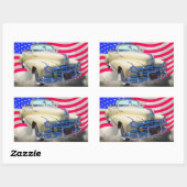 Sticker Rectangulaire Drapeau Pontiac Silver Streak Et États-Unis 1948 (Feuille)