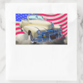 Sticker Rectangulaire Drapeau Pontiac Silver Streak Et États-Unis 1948 (Sac)