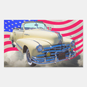Sticker Rectangulaire Drapeau Pontiac Silver Streak Et États-Unis 1948