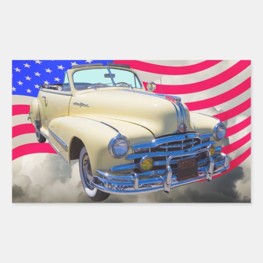 Sticker Rectangulaire Drapeau Pontiac Silver Streak Et États-Unis 1948 (Devant)