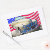 Sticker Rectangulaire Drapeau Pontiac Silver Streak Et États-Unis 1948 (Enveloppe)