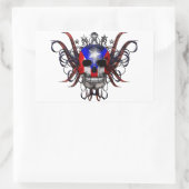 Sticker Rectangulaire Drapeau porto-ricain - Crâne (Sac)