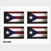 Sticker Rectangulaire Drapeau Porto Rico Black Grunge (Feuille)