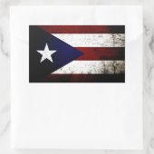 Sticker Rectangulaire Drapeau Porto Rico Black Grunge (Sac)