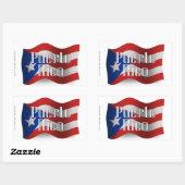 Sticker Rectangulaire Drapeau Porto Rico Waving (Feuille)