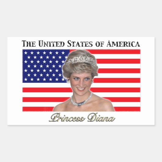 Sticker Rectangulaire Drapeau Princess Diana USA (Devant)