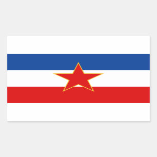 Sticker Rectangulaire Drapeau QUATRE de la Yougoslavie (1945-1992)