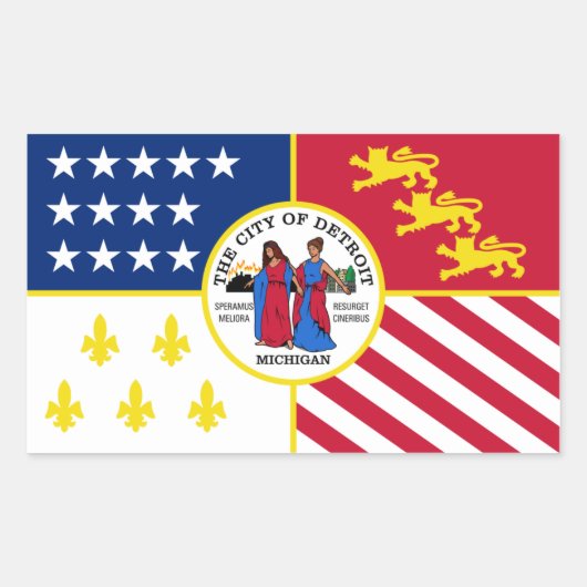 Sticker Rectangulaire Drapeau QUATRE Détroit (Devant)
