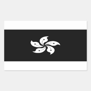 Sticker Rectangulaire Drapeau régional de Hong Kong de fleur noire