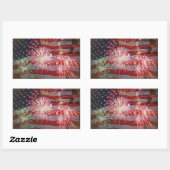 Sticker Rectangulaire Drapeau rétro et feux d'artifice (Feuille)