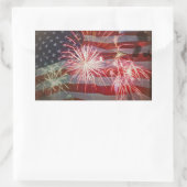 Sticker Rectangulaire Drapeau rétro et feux d'artifice (Sac)