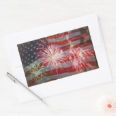 Sticker Rectangulaire Drapeau rétro et feux d'artifice (Enveloppe)