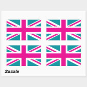 Sticker Rectangulaire Drapeau rose de choc Union Jack British (UK) (Feuille)