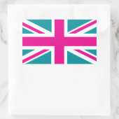 Sticker Rectangulaire Drapeau rose de choc Union Jack British (UK) (Sac)