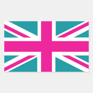 Sticker Rectangulaire Drapeau rose de choc Union Jack British (UK)