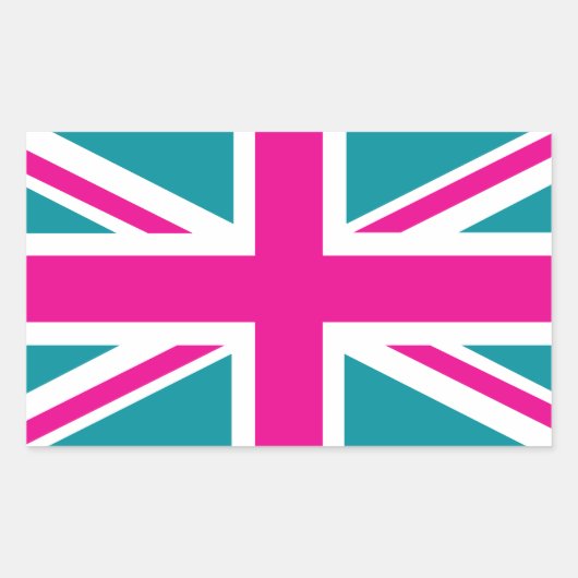 Sticker Rectangulaire Drapeau rose de choc Union Jack British (UK) (Devant)