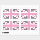 Sticker Rectangulaire Drapeau rose gris Union Jack britannique (UK) (Feuille)