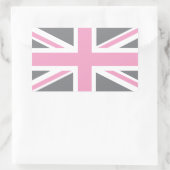 Sticker Rectangulaire Drapeau rose gris Union Jack britannique (UK) (Sac)