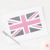 Sticker Rectangulaire Drapeau rose gris Union Jack britannique (UK) (Enveloppe)
