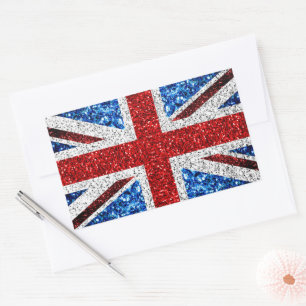 Sticker Rectangulaire Drapeau rouge bleu blanc brillant parties scintill