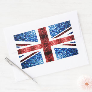 Sticker Rectangulaire Drapeau rouge et bleu parties scintillant étincela