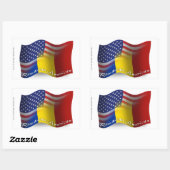 Sticker Rectangulaire Drapeau roumain-américain (Feuille)