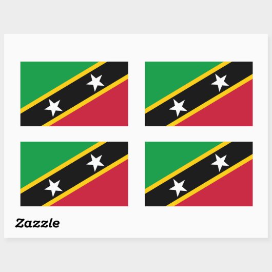 Sticker Rectangulaire Drapeau Saint-Kitts-et-Nevis (Feuille)