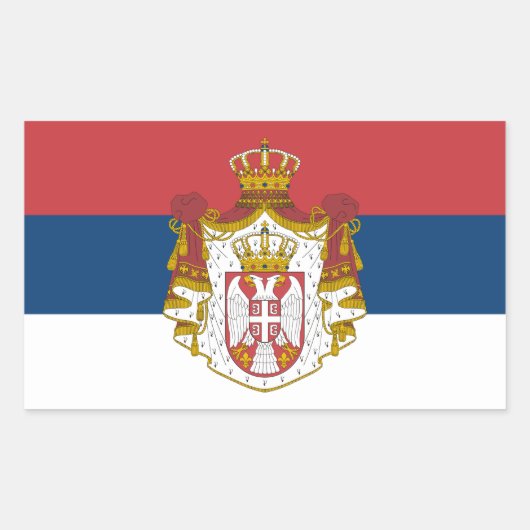 Sticker Rectangulaire Drapeau serbe et armoiries, Drapeau de Serbie (Devant)