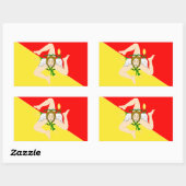 Sticker Rectangulaire Drapeau Sicile (Italie) (Feuille)