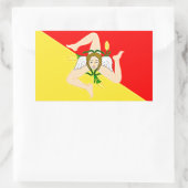 Sticker Rectangulaire Drapeau Sicile (Italie) (Sac)