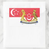 Sticker Rectangulaire Drapeau singapourien et armoiries, Drapeau de Sing (Sac)