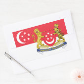 Sticker Rectangulaire Drapeau singapourien et armoiries, Drapeau de Sing (Enveloppe)