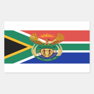 Sticker Rectangulaire Drapeau sud-africain et armoiries, Afrique du Sud