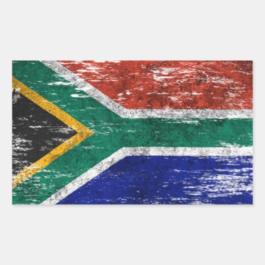 Sticker Rectangulaire Drapeau sud-africain soufflé et porté (Devant)