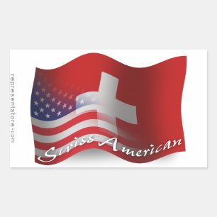 Sticker Rectangulaire Drapeau suisse-américain