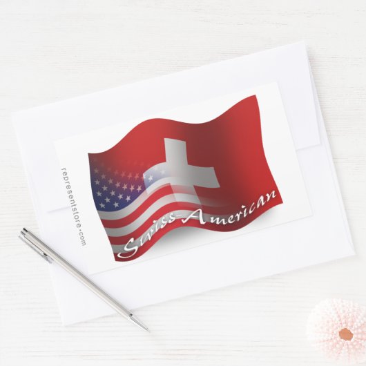 Sticker Rectangulaire Drapeau suisse-américain (Enveloppe)