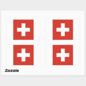 Sticker Rectangulaire Drapeau Suisse/Suisse (Feuille)